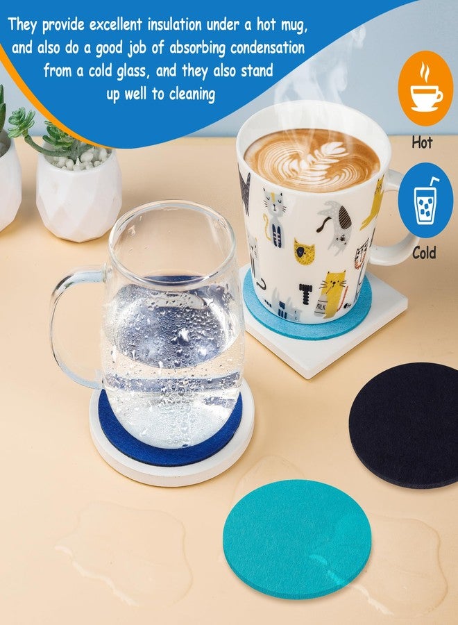 Varpotle 16 Pcs Self Adhesive Felt for Coasters Bulk, 3.54"x 3.54" Cork Coasters Alternative Thickened (2mm), 4 Colors Round Felt Backing for 4"x 4" Coaster Ceramic Tiles, DIY Coasters Craft Accessories - Image 5